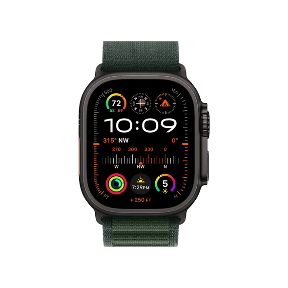 Смарт-годинник Apple Watch Ultra 2 GPS + Cellular 49mm Black Titan. Case w. Dark Green Alpine Loop - Medium (MX4R3)