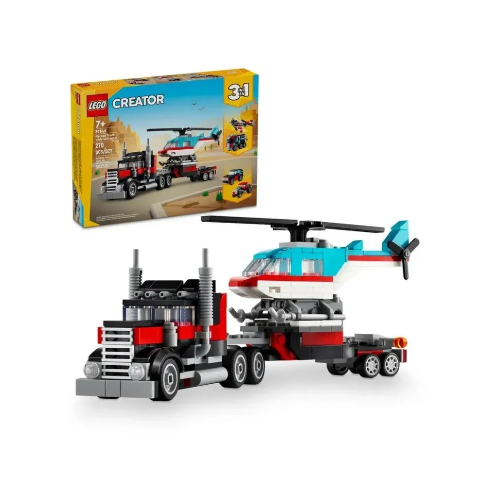 Конструктор Бортова вантажівка з вертольотом LEGO 31146, 270 деталей