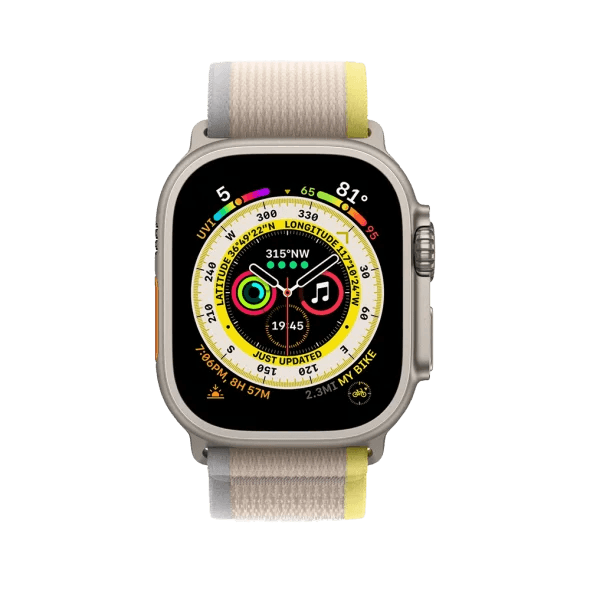 Смарт-годинник Apple Watch Ultra GPS + Cellular 49mm Titanium Case with Yellow/Beige Trail Loop - S/M (MNHD3/MNHK3) 2