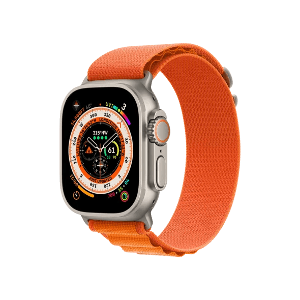 Смарт-годинник Apple Watch Ultra GPS + Cellular 49mm Titanium Case with Orange Alpine Loop - Medium (MQEU3/MQFL3)