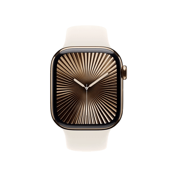 Смарт-годинник Apple Watch Series 10 GPS + Cellular 46mm Gold Titanium Case w. Starlight Sport Band - S/M (MWYX3)