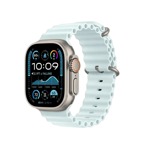 Смарт-годинник Apple Watch Ultra 2 GPS + Cellular 49mm Natural Titanium Case w. Ice Blue Ocean Band (MYT03+MXTF3) 2