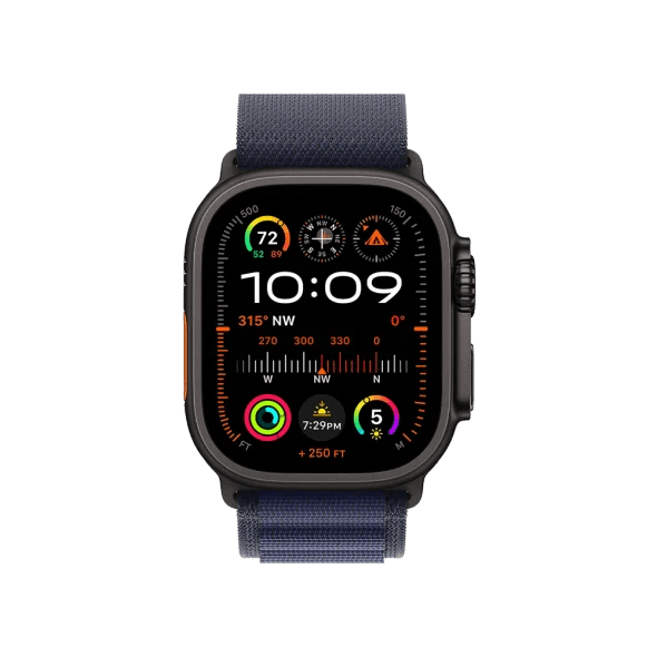 Смарт-годинник Apple Watch Ultra 2 GPS + Cellular 49mm Black Titan. Case w. Navy Alpine Loop - Medium (MYTF3+MYPX3)