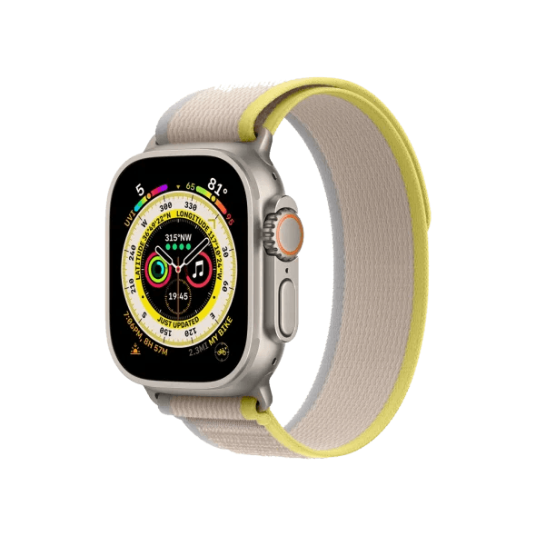 Смарт-годинник Apple Watch Ultra GPS + Cellular 49mm Titanium Case with Yellow/Beige Trail Loop - S/M (MNHD3/MNHK3)