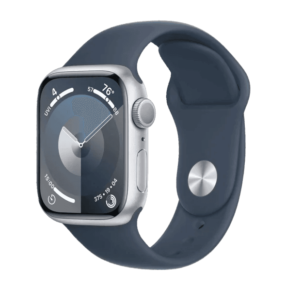 Смарт-годинник Apple Watch Series 9 GPS + Cellular 41mm Silver S. Steel Case w. Storm Blue Sport Band - M/L (MRJ33)