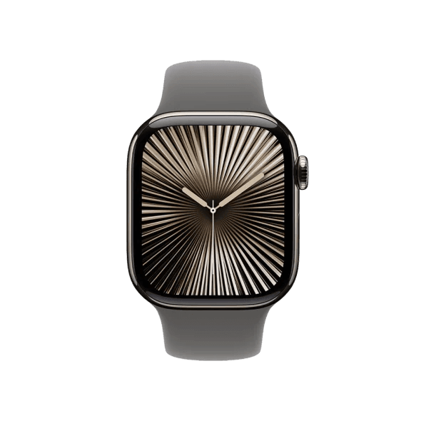 Смарт-годинник Apple Watch Series 10 GPS + Cellular 42mm Natural Titanium Case w. Stone Grey Sport Band - M/L (MWXE3)