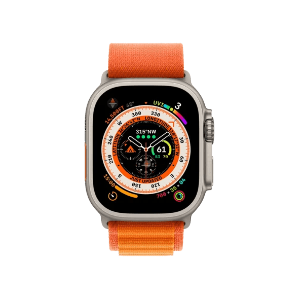 Смарт-годинник Apple Watch Ultra GPS + Cellular 49mm Titanium Case with Orange Alpine Loop - Small (MNHA3/MNHH3) 2