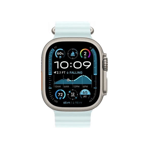 Смарт-годинник Apple Watch Ultra 2 GPS + Cellular 49mm Natural Titanium Case w. Ice Blue Ocean Band (MYT03+MXTF3)