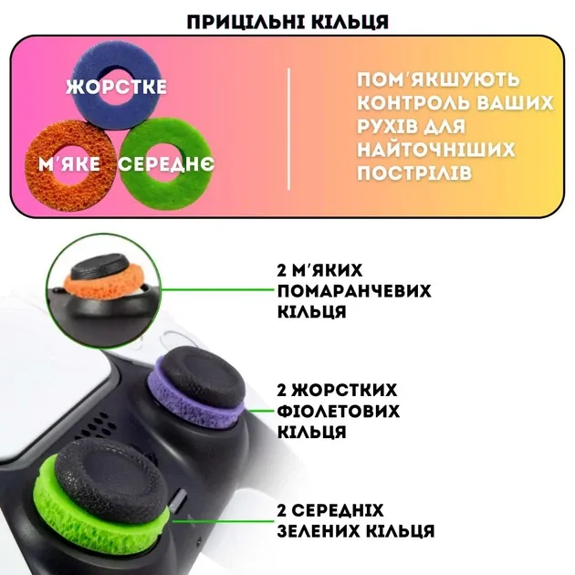 Прицільні кільця на стіки Precision Rings (10в1) для геймпадів DualSense PS5 / DualShock PS4 / Xbox One|Series / Pro Controller Nintendo [415678977] 2