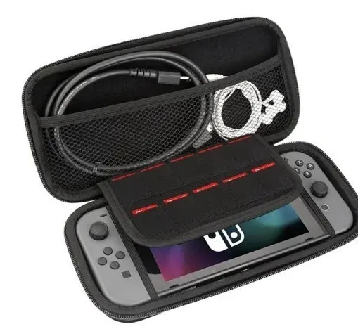 Захисний чохол-футляр для Nintendo Switch Oled 10в1 захисне скло накладки на стіки пластикова накладки на корпус та джой-кони Чорний 3