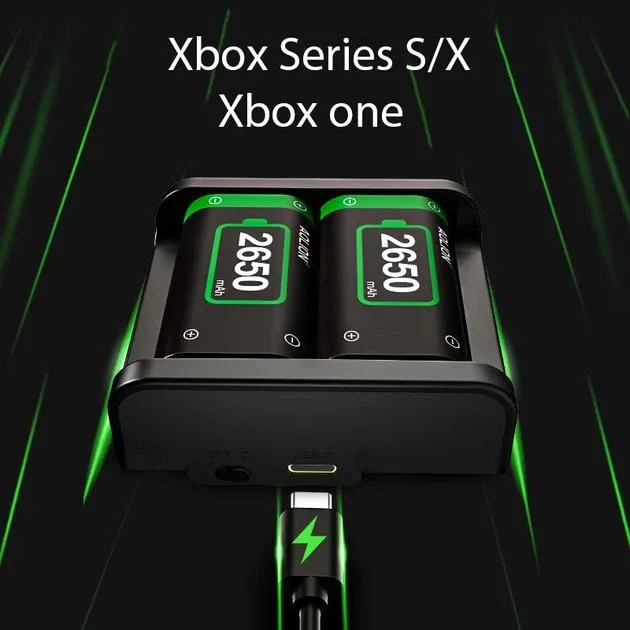 2 акумулятори (2650 mAh) + зарядна станція Aolion AL-XB2010 для геймпадів Microsoft Xbox Series S|X / One з LED-індикацією [447688934] 3