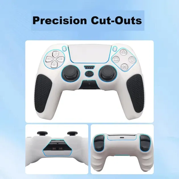 Якісний захисний силіконовий чохол Rubber Protective (White/Black) для геймпада DualSense Sony PlayStation 5 (PS5) + накладки на стіки [437156033] 2