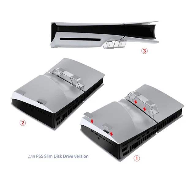 Горизонтальна підставка DOBE (2шт.) для ігрової консолі-приставки Sony PlayStation 5 Slim: PS5 Slim Drive version / PS5 Slim Digital Edition / Прозоро-біла 3