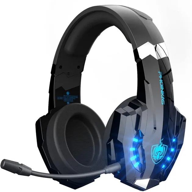 Ігрові бездротові навушники Kotion Each GS400 Ultra з мікрофоном, Bluetooth + 2.4G + AUX, RGB-підсвічування, 7.1 звук, для ПК, PS4, PS5, Nintendo Switch, телефону Black