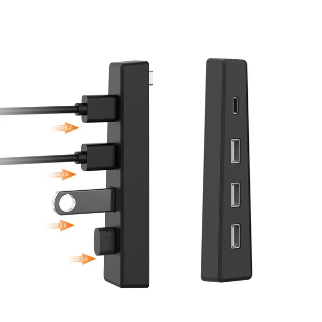 Адаптер-перехідник USB HUB DOBE (USB хаб) чотири роз'єми: 3х - USB-A 2.0 / 1x - USB Type-C для консолі-приставки Sony PlayStation 5: PS5 Slim / PS5 Pro (Disk Drive version / Digital Edition) 3