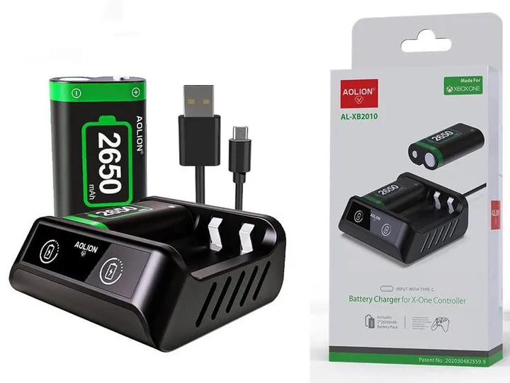 2 акумулятори (2650 mAh) + зарядна станція Aolion AL-XB2010 для геймпадів Microsoft Xbox Series S|X / One з LED-індикацією [447688934]