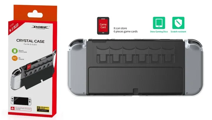 Накладка з кишенями для 6 картриджів Dobe TNS-1141 (Прозора) для Nintendo Switch OLED [447688883]