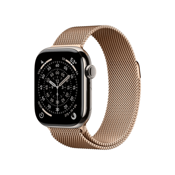 Смарт-годинник Apple Watch Series 11 GPS + Cellular 42mm Natural Tit. Case w. Gold Milanese Loop (MF9H4+MGJ04)