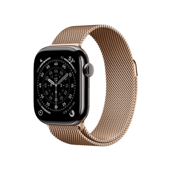 Смарт-годинник Apple Watch Series 11 GPS + Cellular 42mm Slate Tit. Case w. Gold Milanese Loop (MF9K4+MGJ04)