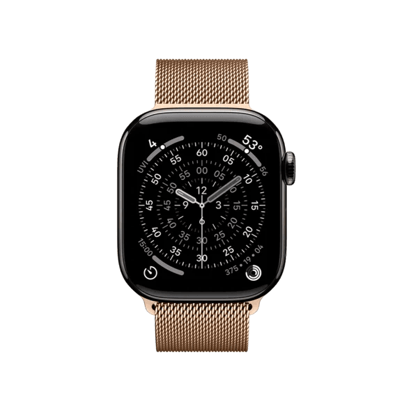 Смарт-годинник Apple Watch Series 11 GPS + Cellular 42mm Slate Tit. Case w. Gold Milanese Loop (MF9K4+MGJ04) 2