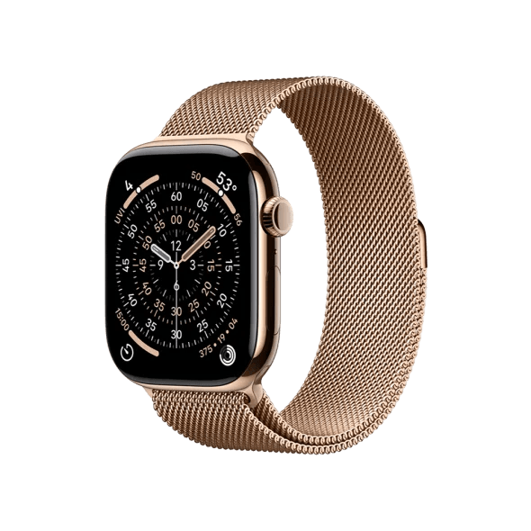 Смарт-годинник Apple Watch Series 11 GPS + Cellular 46mm Gold Tit. Case w. Gold Milanese Loop - M/L (MFD84)