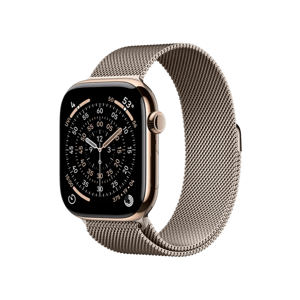 Смарт-годинник Apple Watch Series 11 GPS + Cellular 46mm Gold Tit. Case w. Natural Milanese Loop - S/M (MFC34+MGJ24)