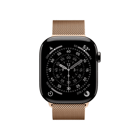 Смарт-годинник Apple Watch Series 11 GPS + Cellular 46mm Slate Tit. Case w. Gold Milanese Loop - S/M (MFC14+MGJ44) 2